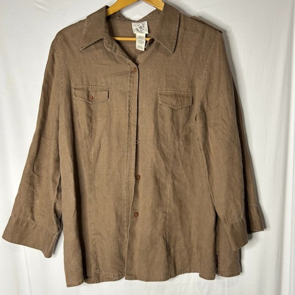 Chaus Organic Women's‎ Button Down 100 Linen Size Large - Picture 1 of 4